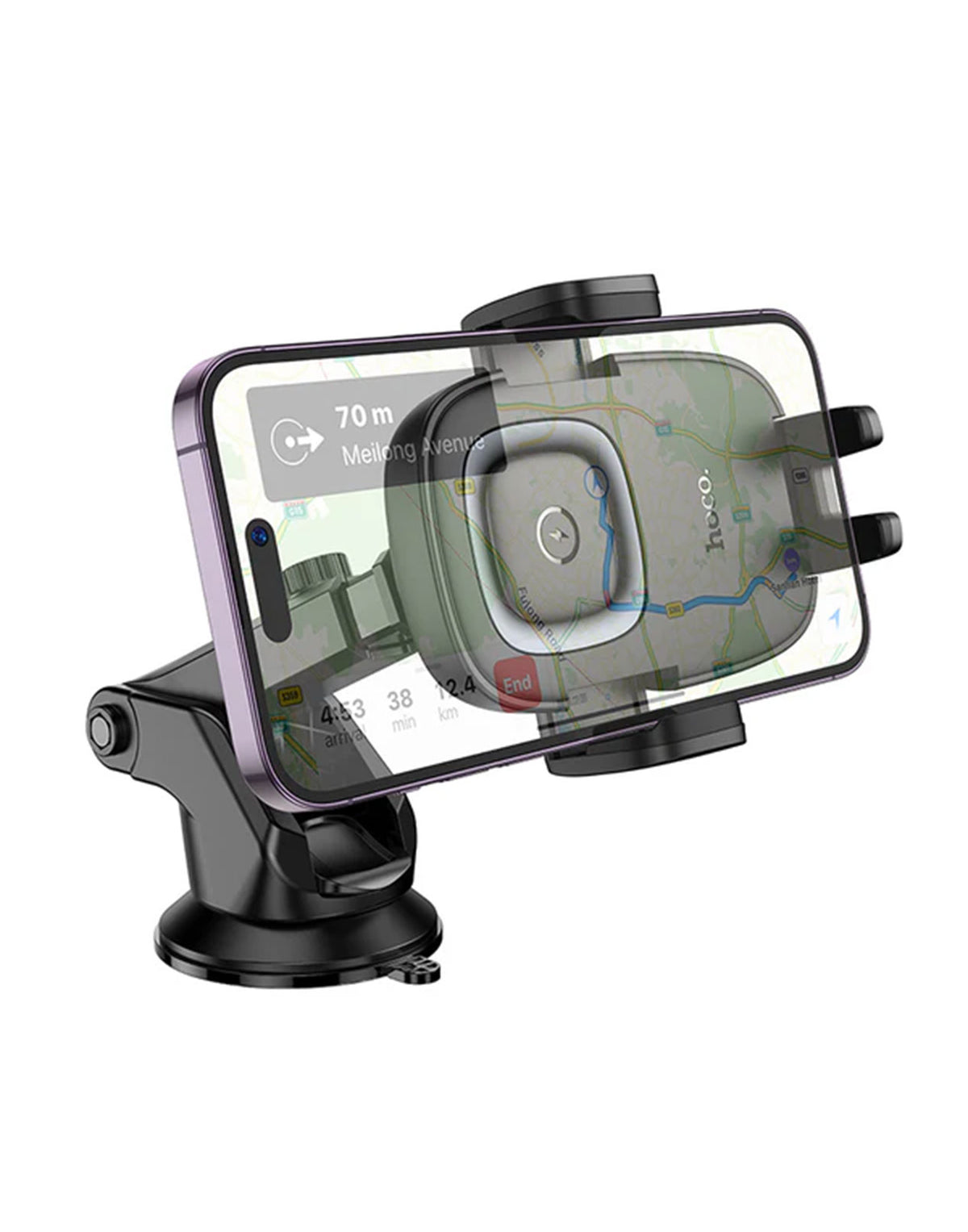 Hoco 15W Wireless Charging Phone Holder for Windshield / Dashboard (HW32) - Black
