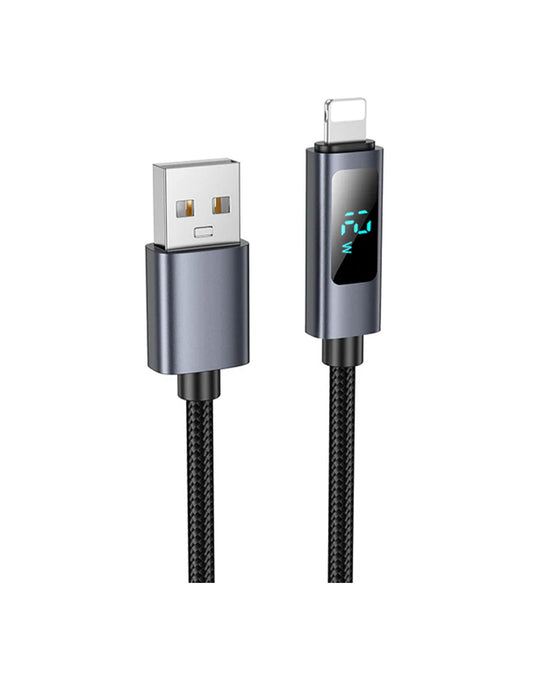 Hoco 2.4A Lightning to USB A Fast Charging Nylon Braided Cable with LED Power Display