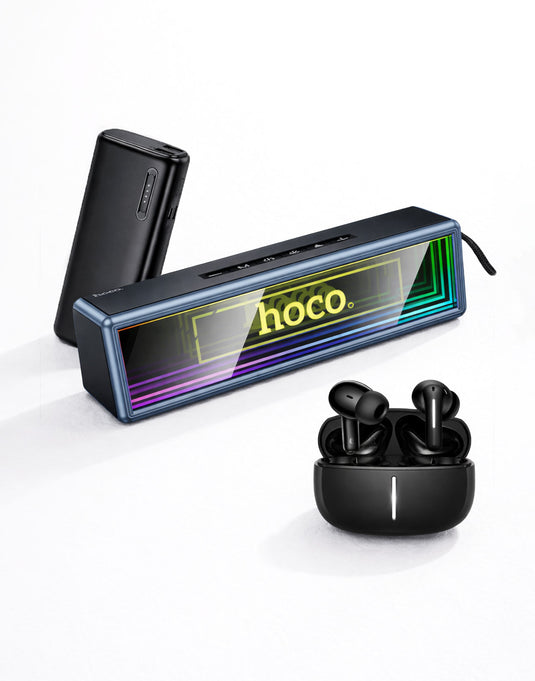 Hoco 2A Slim Power Bank Dual Input, Dual USB-A Output (10000mAh) (J158A) + Bluetooth Speaker (HC40) + TWS Earbuds (EQ34 Plus) (Bundle Deal)