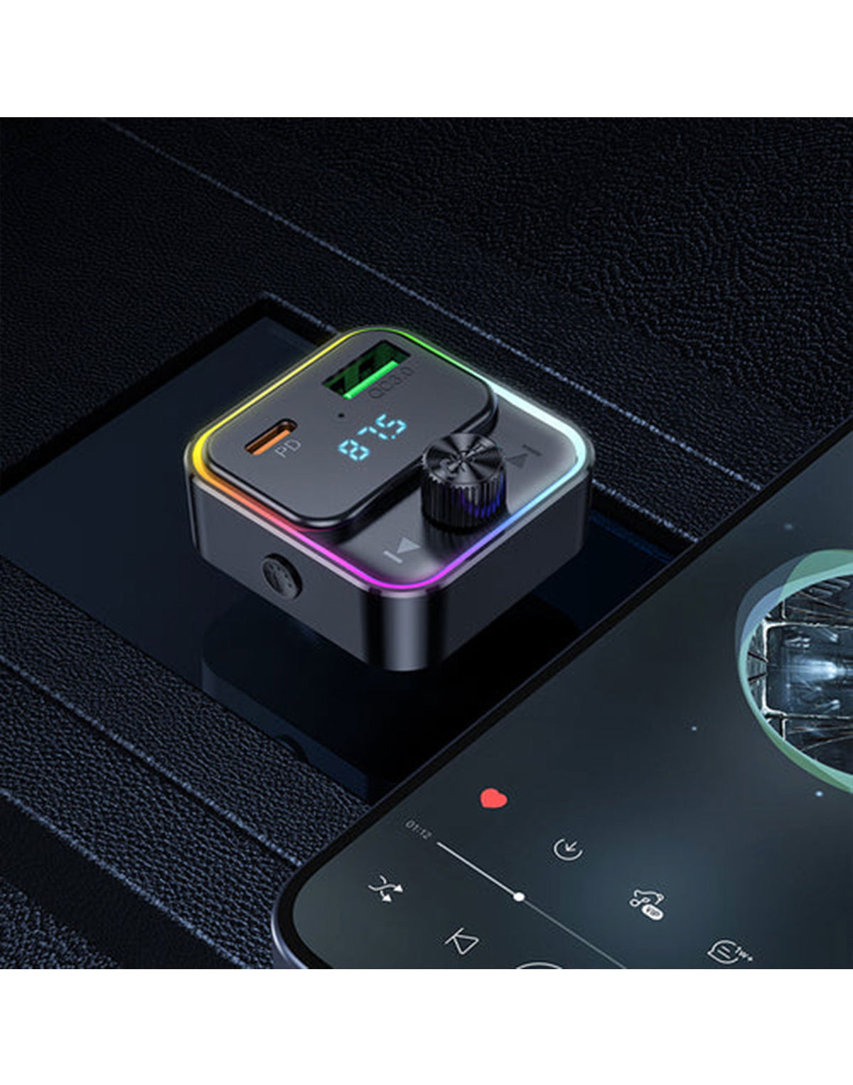 Hoco 30W FM Car Kit with PD+QC RGB Light (E81)