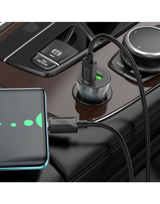 Hoco 30W PD+QC (USB A & C) Super Fast Car Charger (Z47A)
