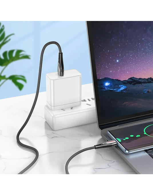 Hoco 3A Nylon Braided Metallic USB Cable - Type C (U133)