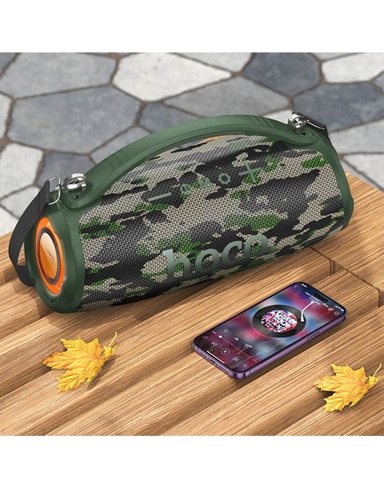 Hoco 40W High Power Bluetooth Speaker w/ FM, USB, MicroSD, Aux Multi Inputs (HA4) - Camo Green