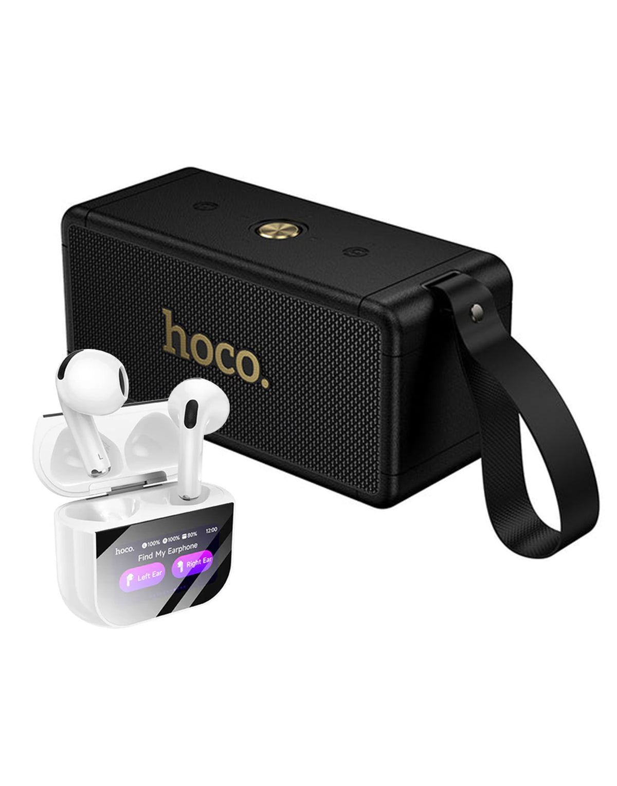 Hoco 40W Premium Bluetooth Portable Speaker (HT1 Max) - Black + TWS Bluetooth Earbud (EW82)