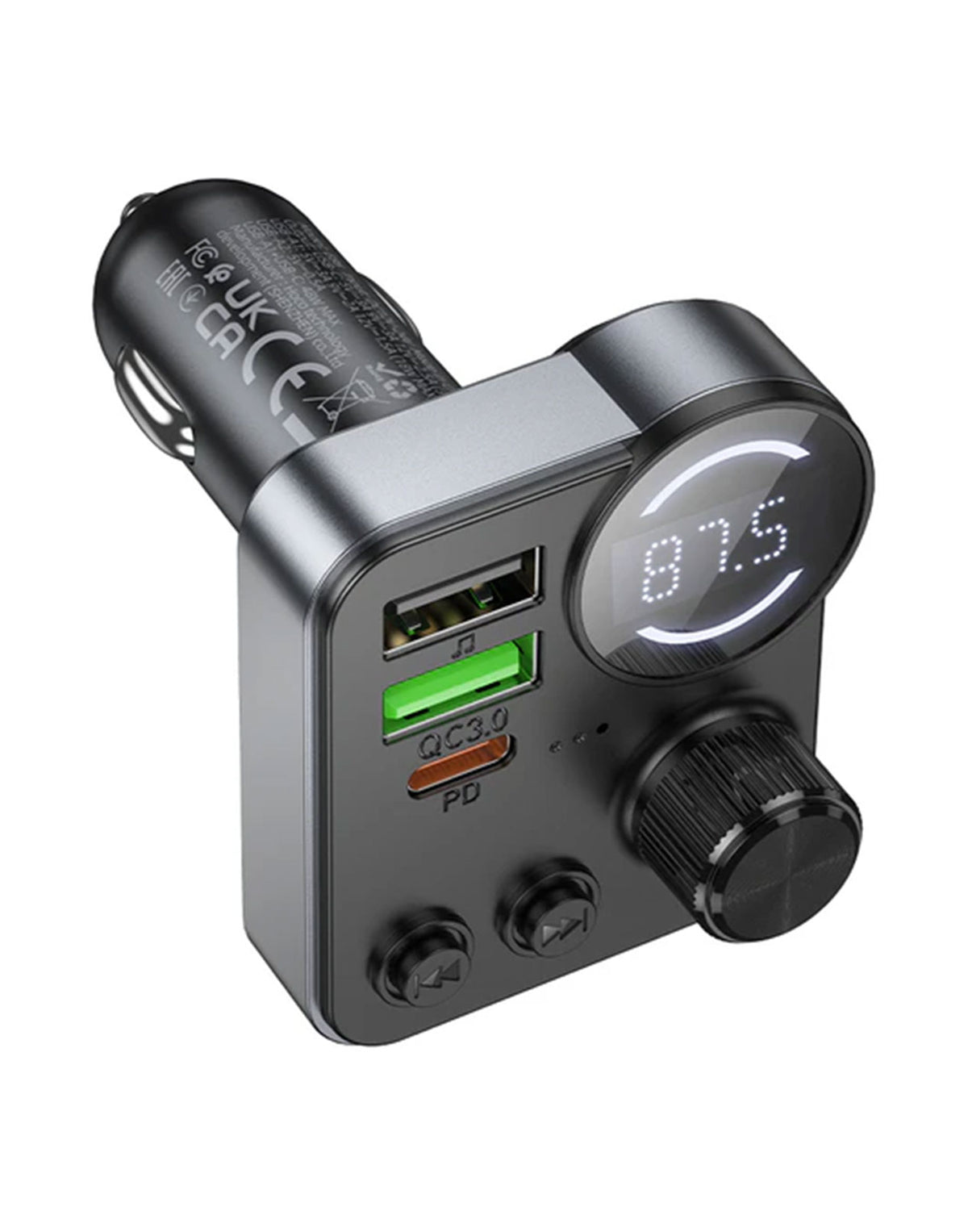 Hoco 48W FM Car Kit with PD+QC, LED Display, MicroSD Card Input (E86)