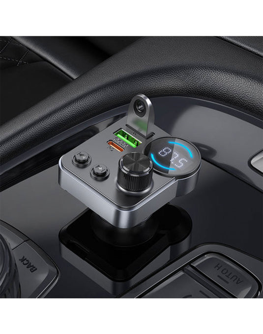 Hoco 48W FM Car Kit with PD+QC, LED Display, MicroSD Card Input (E86)