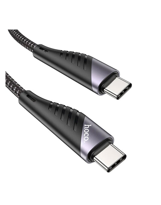 Hoco 60W PD Nylon Braided Super Fast Charging Cable - USB C to USB C (U95) 1.5 Meter - Black