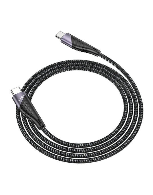Hoco 60W PD Nylon Braided Super Fast Charging Cable - USB C to USB C (U95) 1.5 Meter - Black