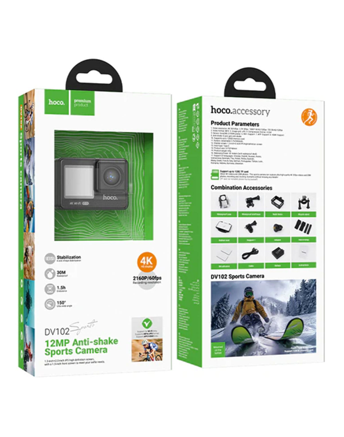 Hoco Action Sports Camera 4K 2160P/60FPS Dual Screen (DV102)