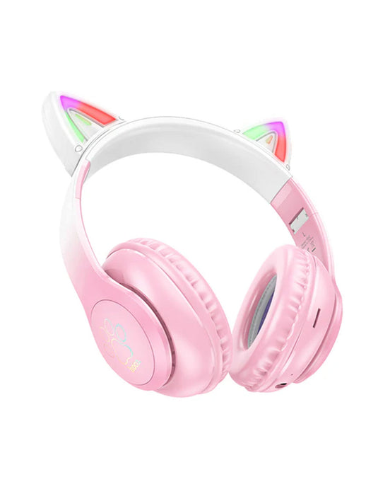 Hoco Bluetooth Cat Ear Headset w/ LED Light Pink (W42)