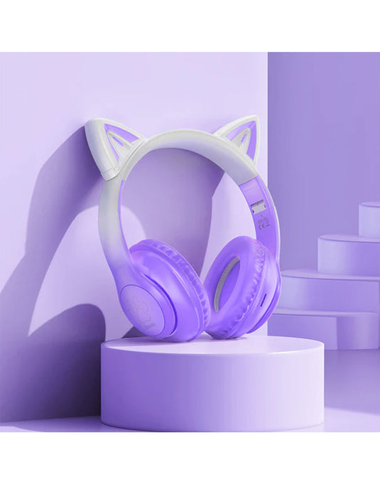 Hoco Bluetooth Cat Ear Headset w/ LED Light Pink (W42)