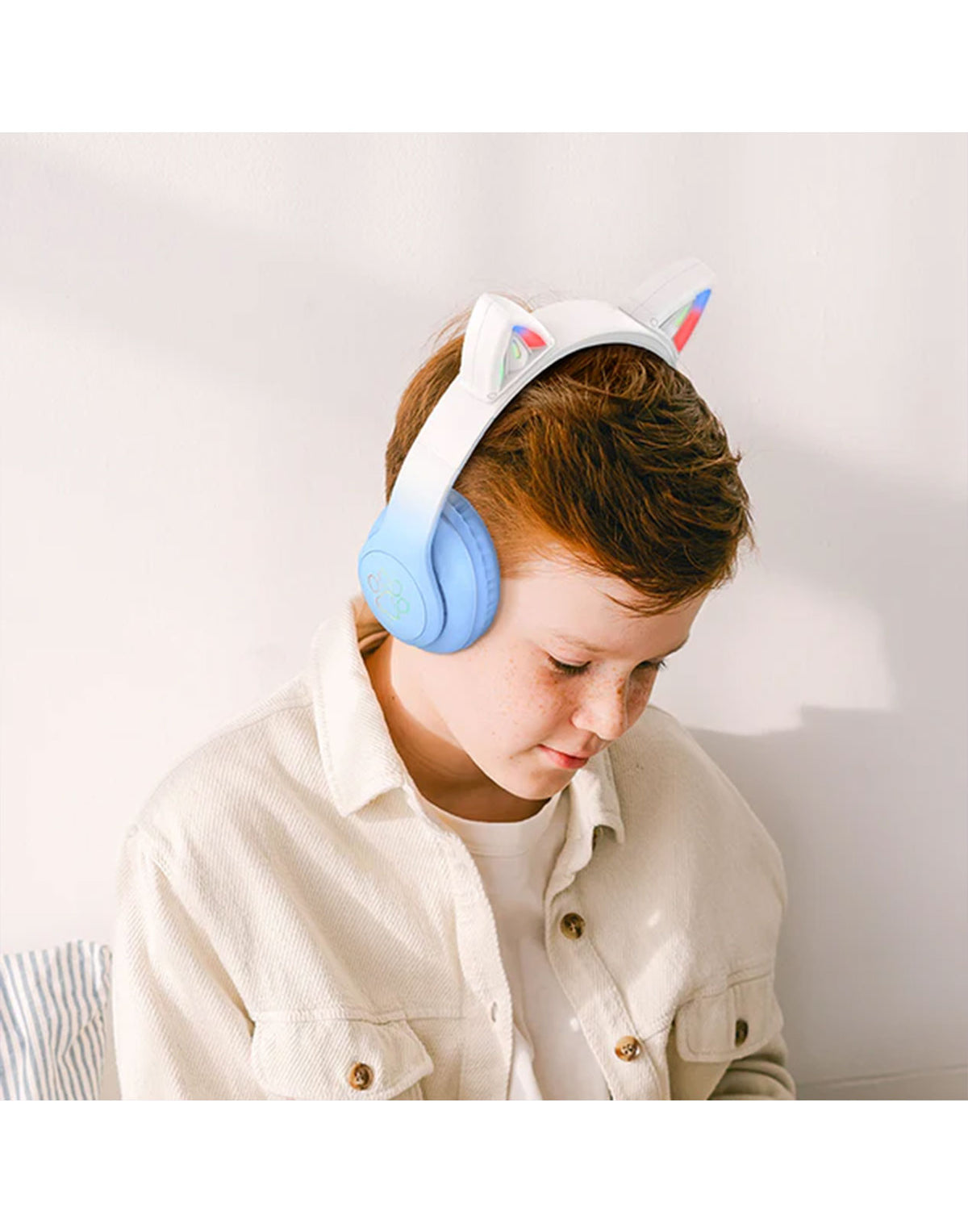 Hoco Bluetooth Cat Ear Headset w/ LED Light Blue (W42)