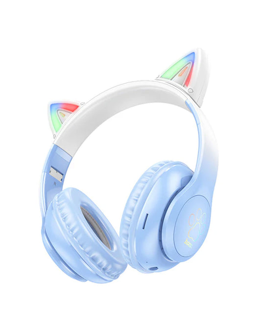 Hoco Bluetooth Cat Ear Headset w/ LED Light Blue (W42)