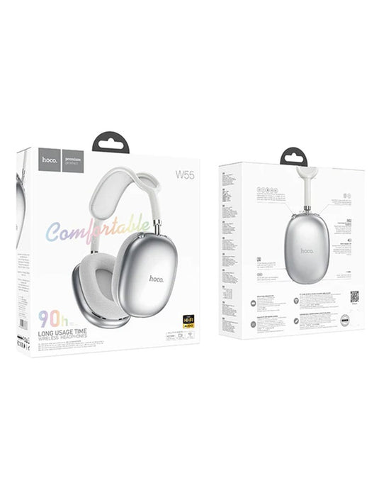 Hoco Bluetooth Headset 90 Hours Play/Talk Time (W55) - Silver (Brand New)