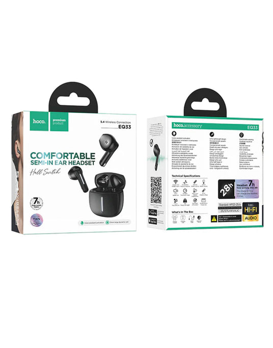 Hoco Comfortable Semi-In-Ear TWS Earbuds With 7 Hours Control From Hoco Music App (EQ33)