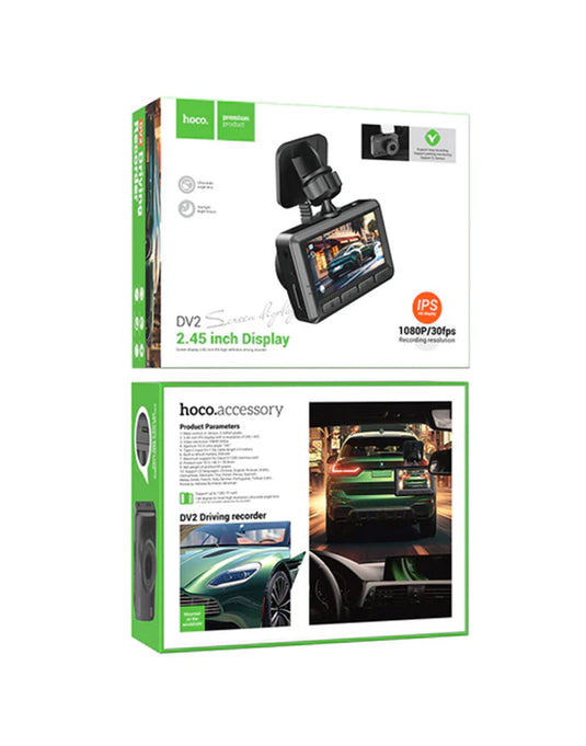Hoco Dash Camera For Car IPS HD Display 1080P/30FPS (DV2) - Black