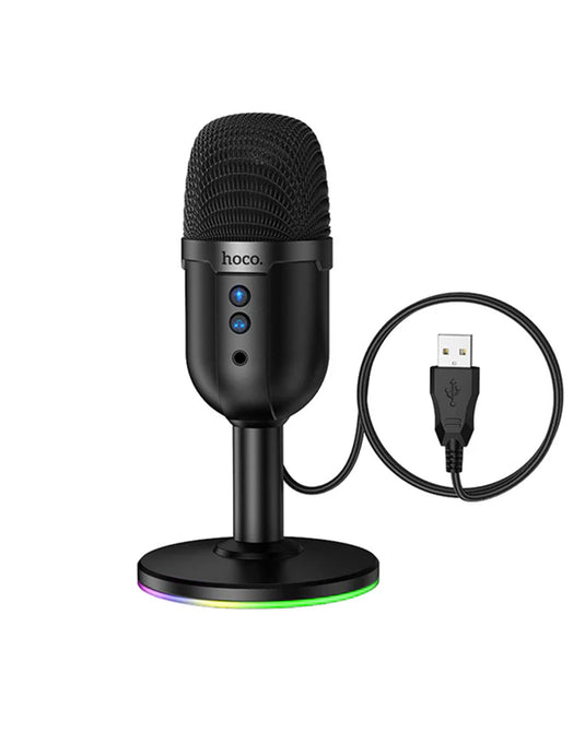 Hoco Desktop Omni-Directional Microphone With RGB Light (L25) - Black
