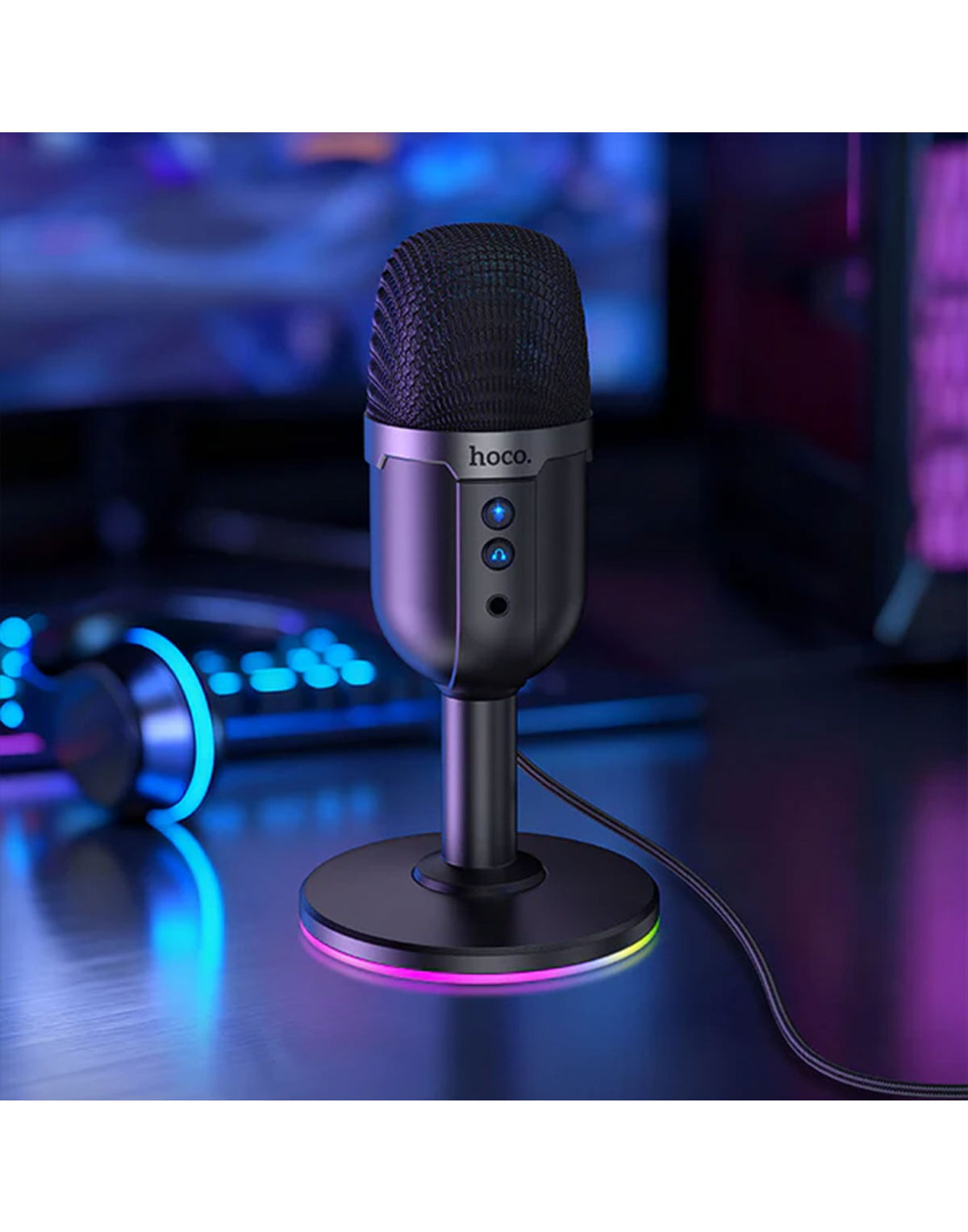 Hoco Desktop Omni-Directional Microphone With RGB Light (L25) - Black