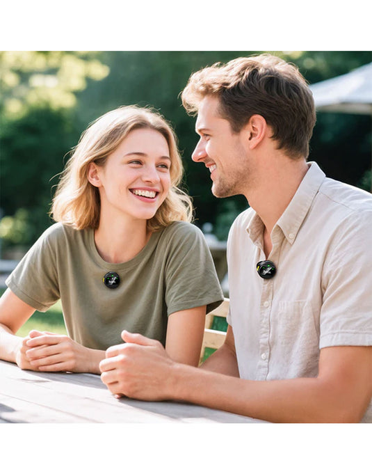 Hoco Dual Wireless Digital Microphone w/ USB-C Connector + Lightning Adaptor, ENC Noise Cancellation, Magnetic Lapel (L22) - Black