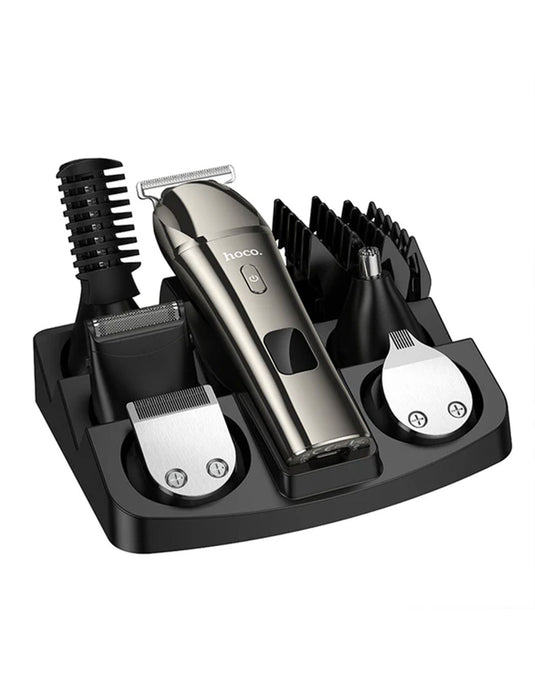 Hoco Electric Hair Clipper With IPX6 Waterproofing, LED Battery Display, 7500 RPM, 6 in 1 Grooming Set (HP26) - Black