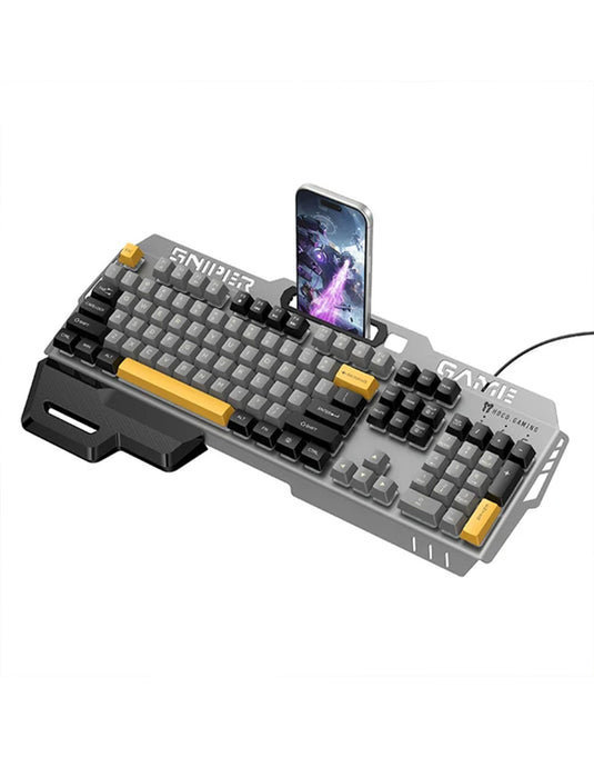 Hoco Ergonomic Wired Gaming Keyboard With RGB Rainbow Light, 6-Key Anti-Ghosting, Integrated Wrist Rest (GM702)