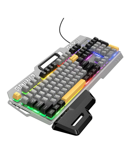 Hoco Ergonomic Wired Gaming Keyboard With RGB Rainbow Light, 6-Key Anti-Ghosting, Integrated Wrist Rest (GM702)
