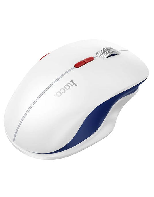 Hoco Ergonomic Wireless Mouse with Nano Receiver, LED Light, Dual Mode 2.4G + Bluetooth, Multi-Function Buttons (GM40) -White