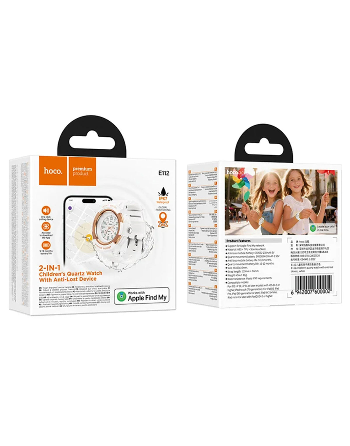 Hoco Kids Quartz Watch Built In Tracker For Apple Devices (E112) - White