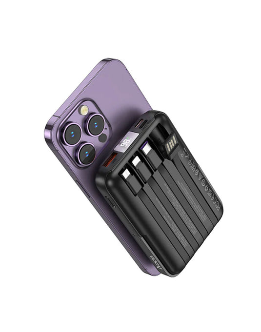 Hoco Magnetic 22.5W PD+QC Wireless Charging Power Bank w/ 4 Built-in Cables, Kick Stand (10000mAh) (J135)