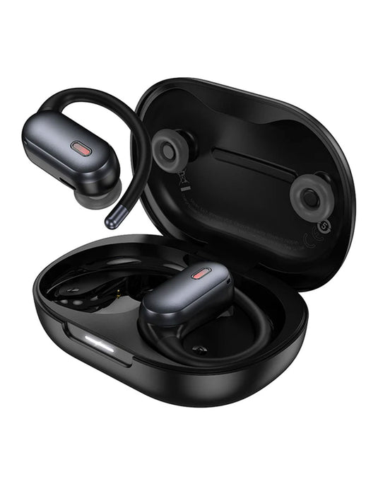 Hoco Open Ear TWS Earbuds w/ Ear Hook With Detachable lanyard, 7 Hours (EA7) With ANC+ENC - Black