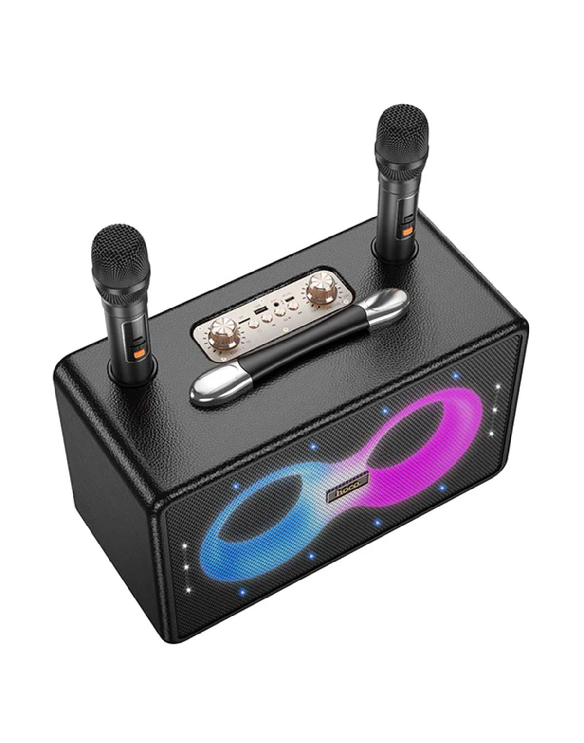 Hoco Portable Bluetooth Speaker - Wireless Mic x 2 RGB Light (HA8) - Black