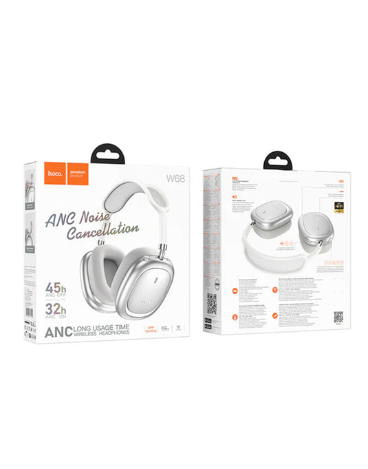 Hoco Premium Bluetooth Headset Active Noise Cancelling (W68) - Silver