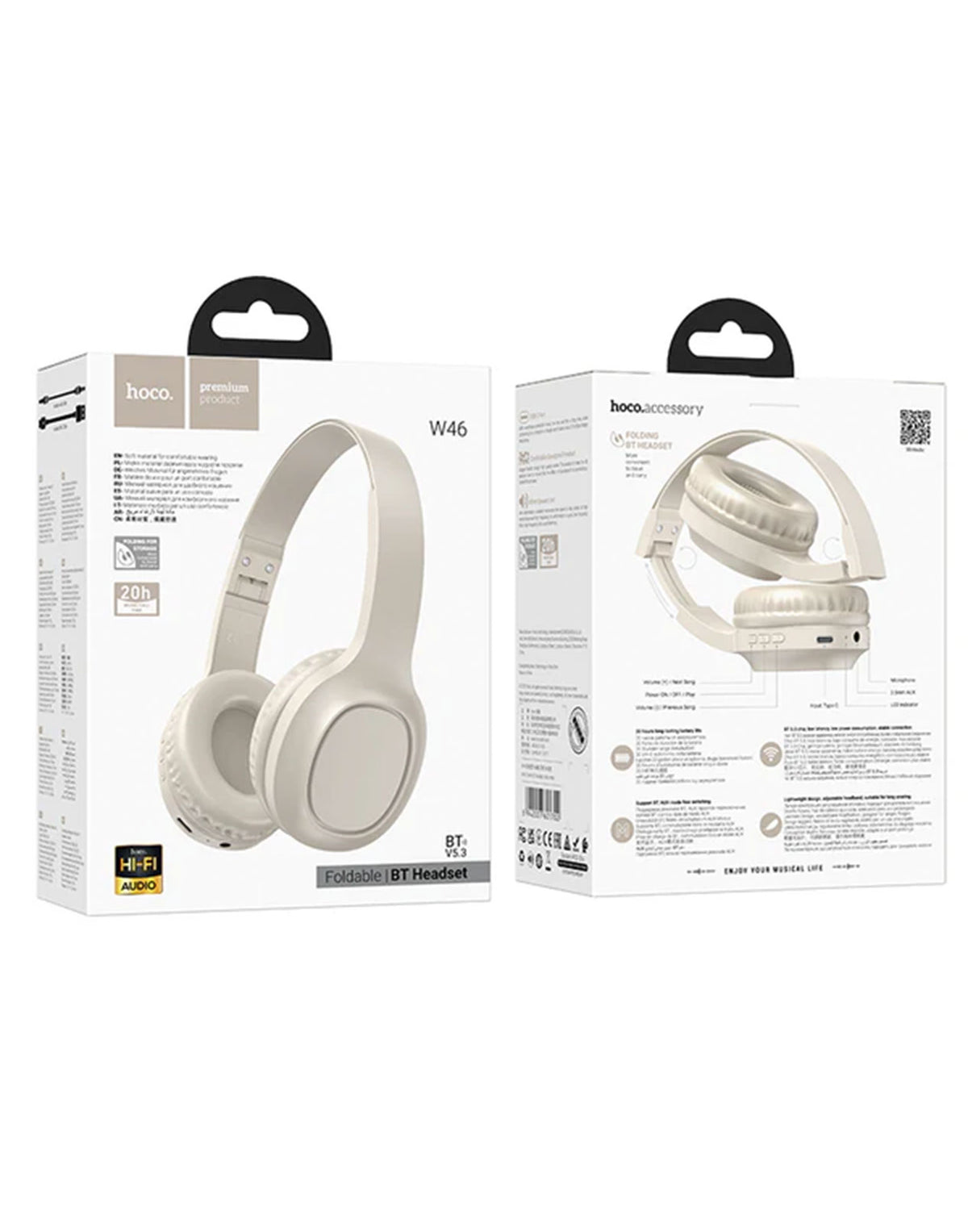 Hoco Premium Bluetooth Headset Bluetooth 5.3 (W46) - White