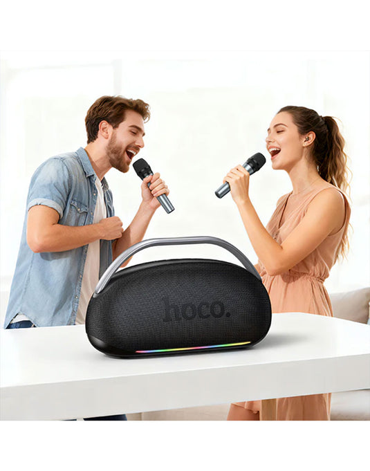 Hoco Premium Bluetooth Party Speaker 300W RMS With 2 Wireless Mics (HT2) - Black