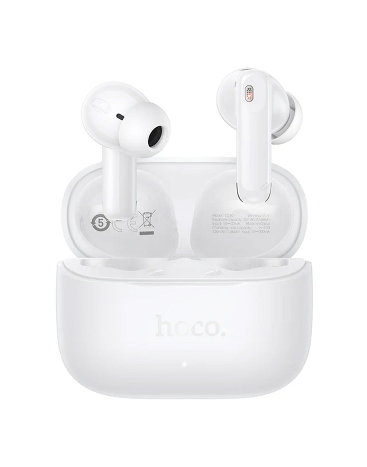 Hoco Semi-In-Ear TWS Earbuds with 7 Hours, Carry Case and Snap Hook (EQ30) - White