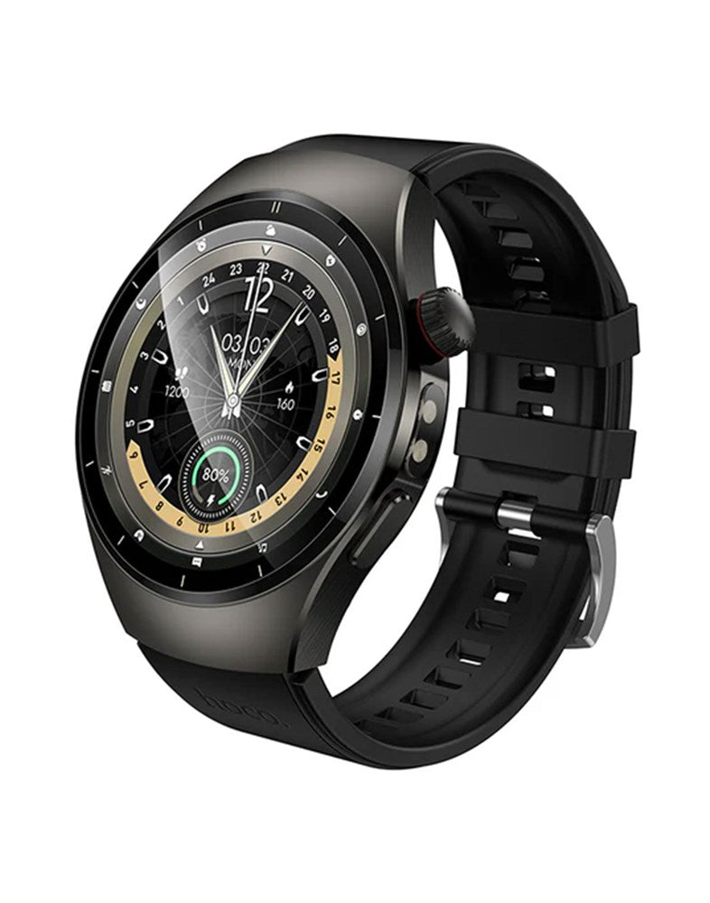 Hoco Smart Watch With Calling Feature With 2 Straps (Y40) - Black (Brand New)