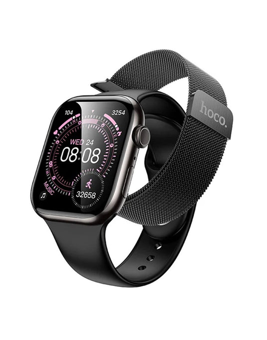 Hoco Smart Watch With Calling Feature (Y42) 2 Straps - Black (Brand New)