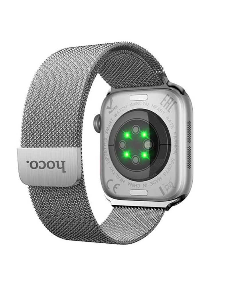 Hoco Smart Watch With Calling Feature (Y42) 2 Straps - Silver (Brand New)