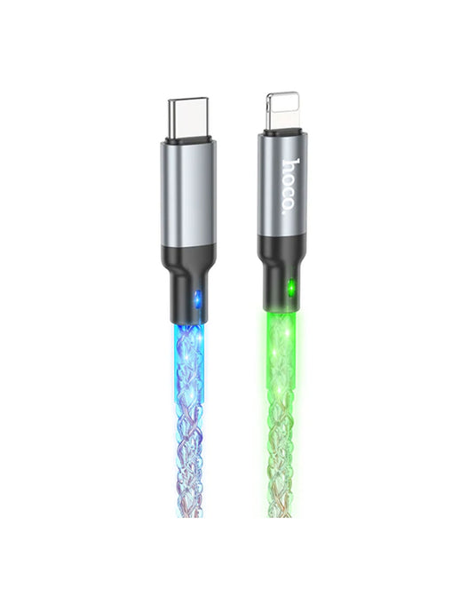 Hoco U112 Lightning to Type C  Colorful LED USB Cable