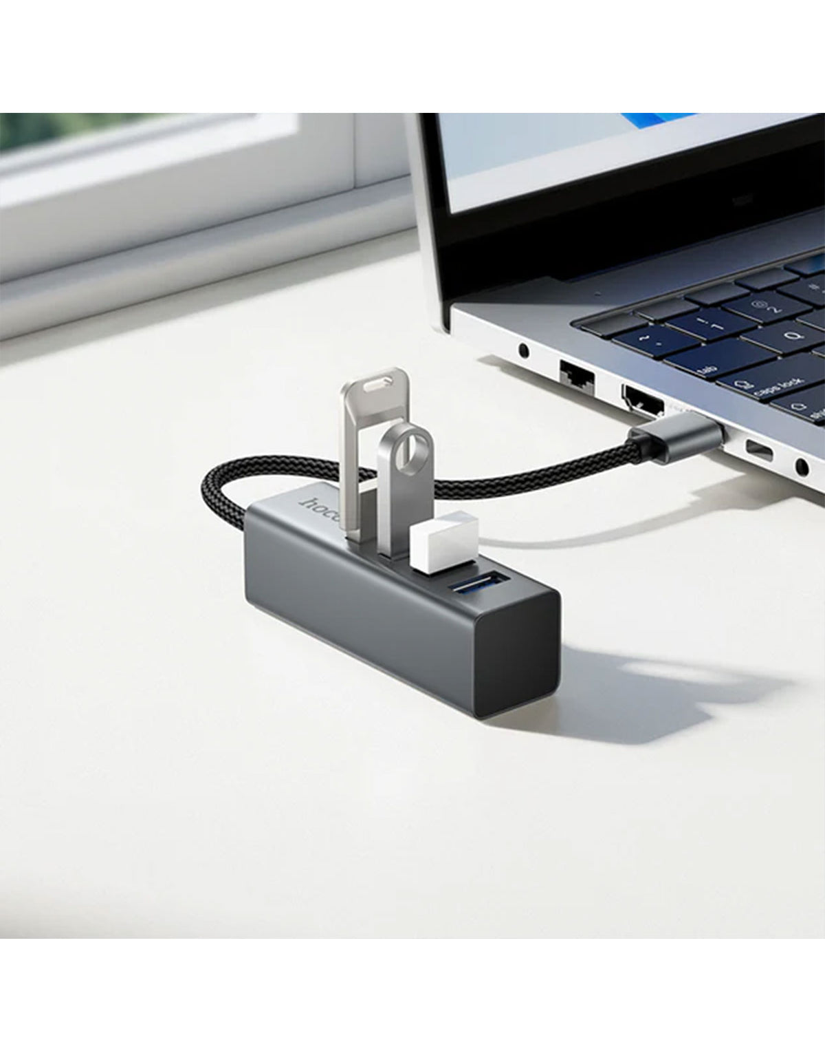 Hoco USB-A to 4x USB-A 4 in 1 USB Expansion Hub, 0.2M Wire, USB 3.0, 5GB PS (HB1B)