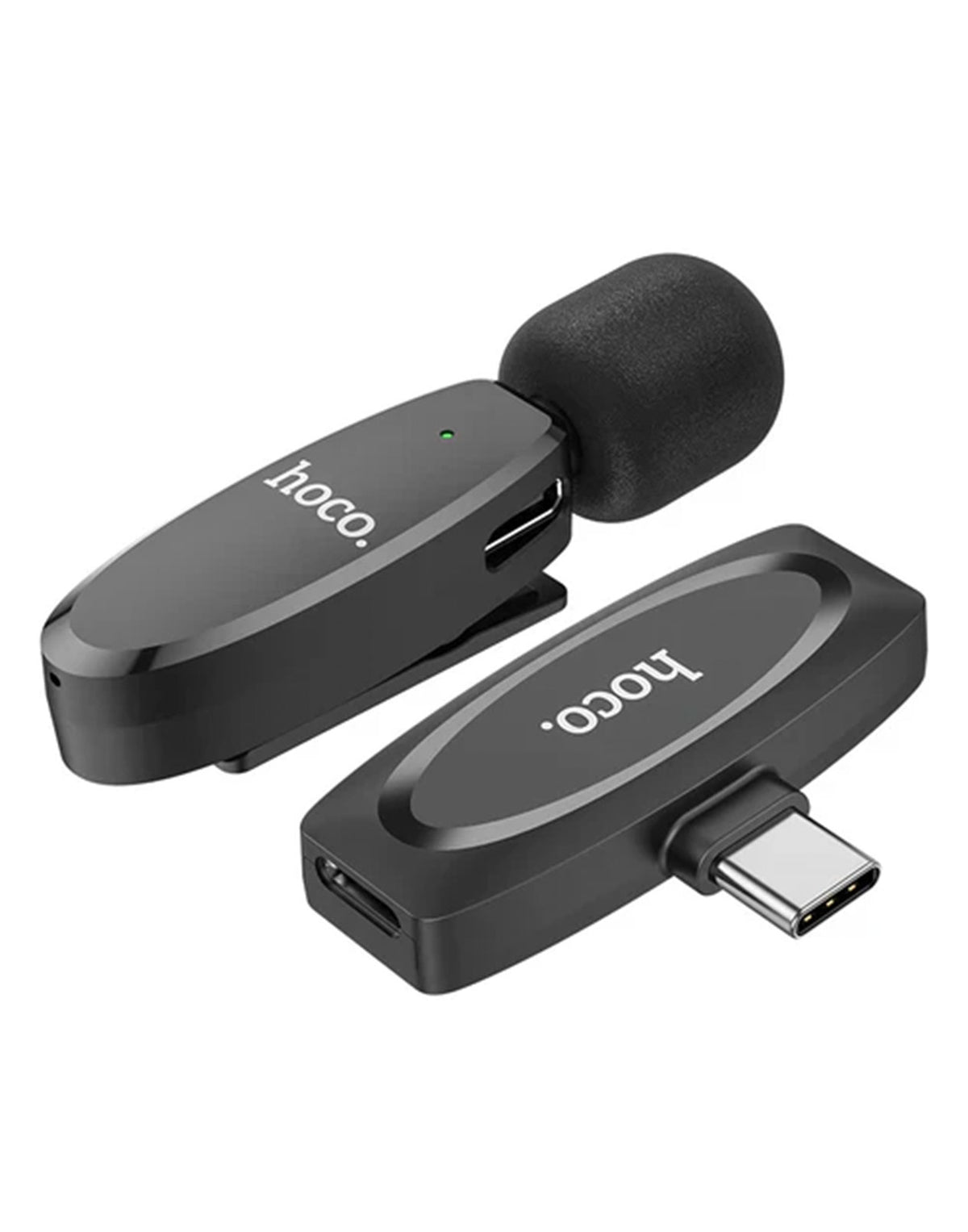 Hoco L15-C Wireless Digital Microphone with Type-C Connector for Smartphones & Tablets - Ideal Mic for Podcasting, Streaming, and Video Recording - Black