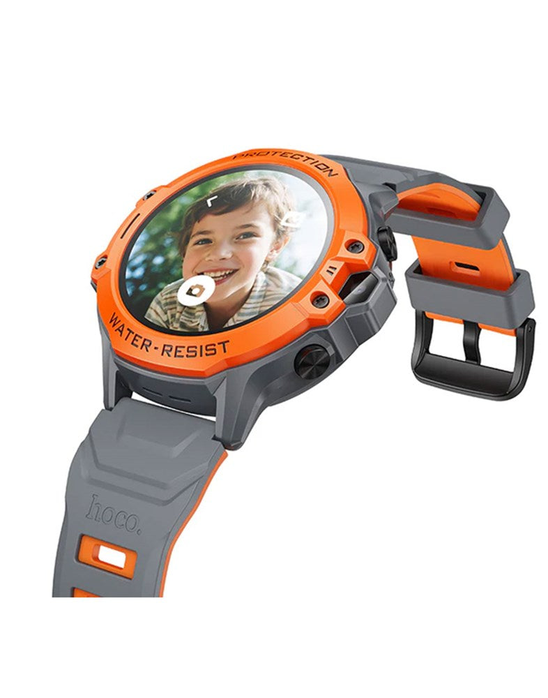 Hoco Y107 Kids Smart Watch With Sim 4G With GPS, Tracking Video Call, Privacy protection, Parental Control - Orange (Brand New)
