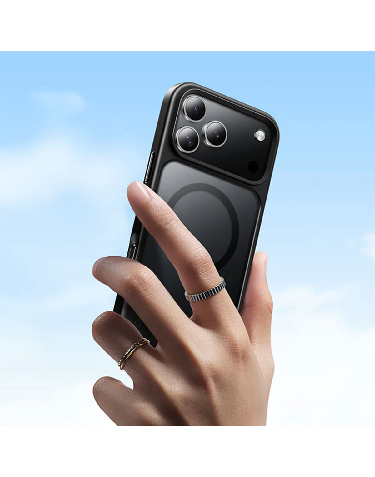 Hoco iPhone 17 Mag Safe Case – Semi-Transparent, Anti-Fingerprint with Hidden Kickstand (AS12)