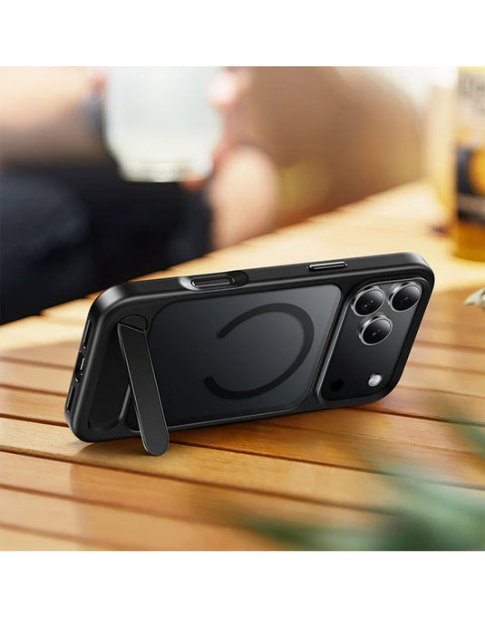 Hoco iPhone 17 Mag Safe Case – Semi-Transparent, Anti-Fingerprint with Hidden Kickstand (AS12)