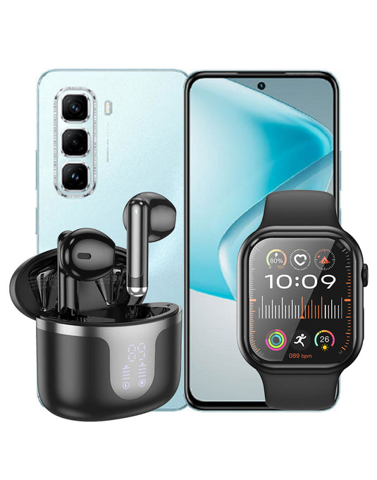 Infinix Hot 50 Pro NFC 4G 8GB 256GB Dual Sim Smart Phone (Brand New) + TPU Case + Smart Watch (Y23) + TWS Earbuds (EQ7) (Bundle Deal)
