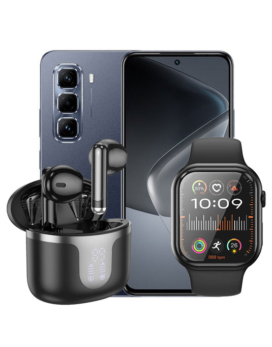 Infinix Hot 50 Pro NFC 4G 8GB 256GB Dual Sim Smart Phone (Brand New) + TPU Case + Smart Watch (Y23) + TWS Earbuds (EQ7) (Bundle Deal)
