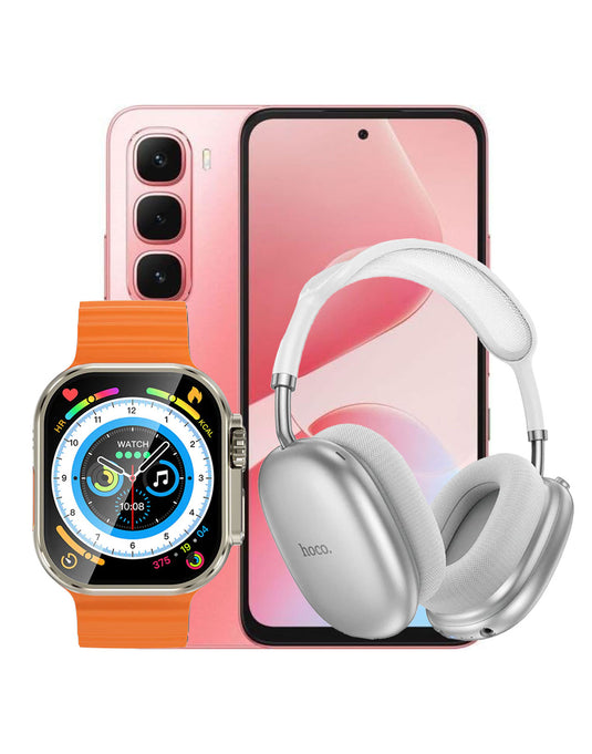 Infinix Hot 60i 8GB 256GB Dual Sim Smart Phone 4G - Neon Red (Brand New) + Bluetooth Headset (W55 PLUS) + Smart Watch (Y23 Ultra) (Bundle Deal)