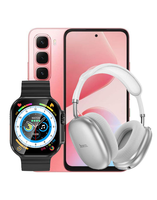 Infinix Hot 60i 8GB 256GB Dual Sim Smart Phone 4G - Neon Red (Brand New) + Bluetooth Headset (W55 PLUS) + Smart Watch (Y23 Ultra) (Bundle Deal)