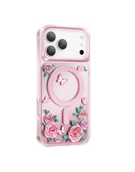 Keephone Roseland Premium 3D Crystal Rose Case For Apple iPhone 17 & 18 Pro MagSafe Compatible - Pink
