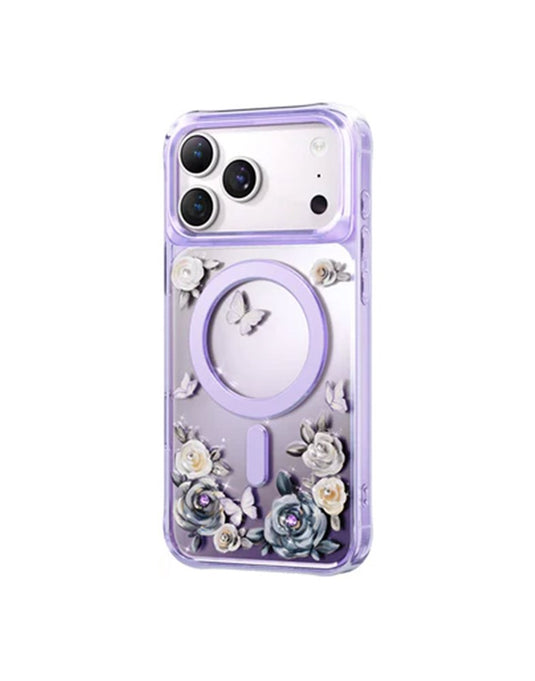 Keephone Roseland Premium 3D Crystal Rose Case For Apple iPhone 17 Pro MagSafe Compatible - Purple